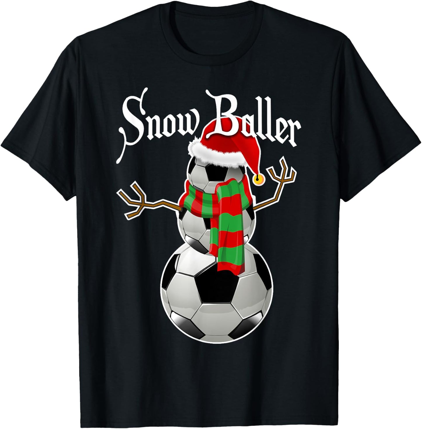 Snow Baller Soccer Christmas Snowman Shirt Soccer Gift Kids T-Shirt - T-Shirt | Black