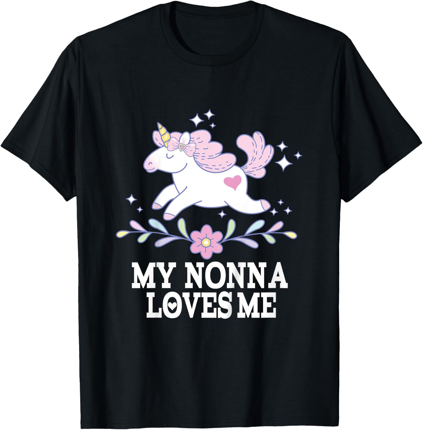 My Nonna Loves Me Granddaughter Unicorn T-Shirt - T-Shirt | Black