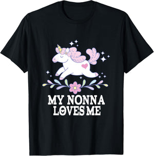 My Nonna Loves Me Granddaughter Unicorn T-Shirt - T-Shirt | Black
