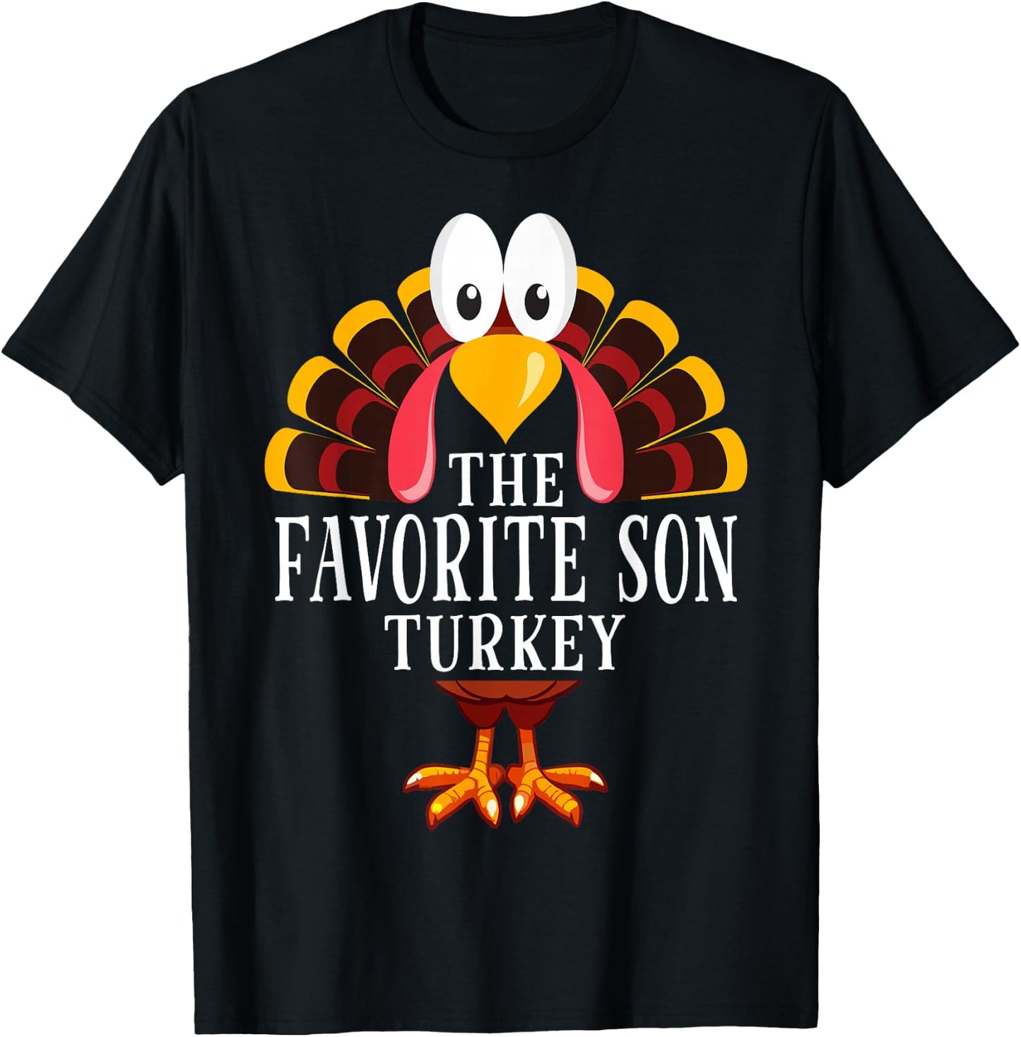 Thanksgiving The Favorite Son Turkey Matching T-Shirt - T-Shirt | Black