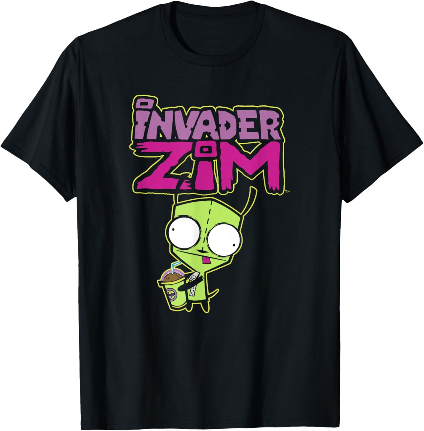 Invader Zim G.I.R Milkshake Foodie Dog Logo , black T-Shirt - T-Shirt | Black