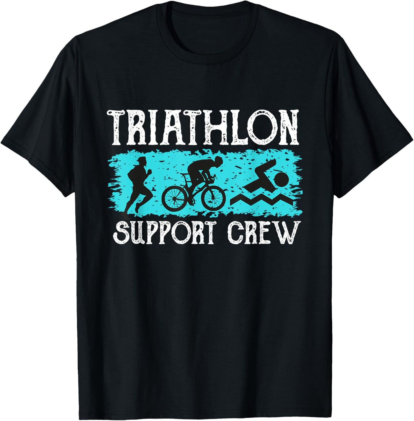 Retro Triathlon Support Crew-swimmer runner biker Triathlon T-Shirt - T-Shirt | Black