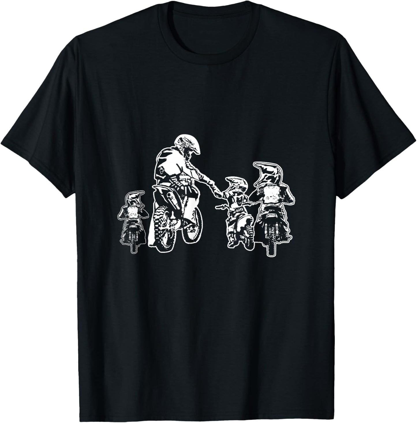 Motocross Dirt Bike Dad with Three Children Motorcycle Father's Day T-Shirt - T-Shirt | Black