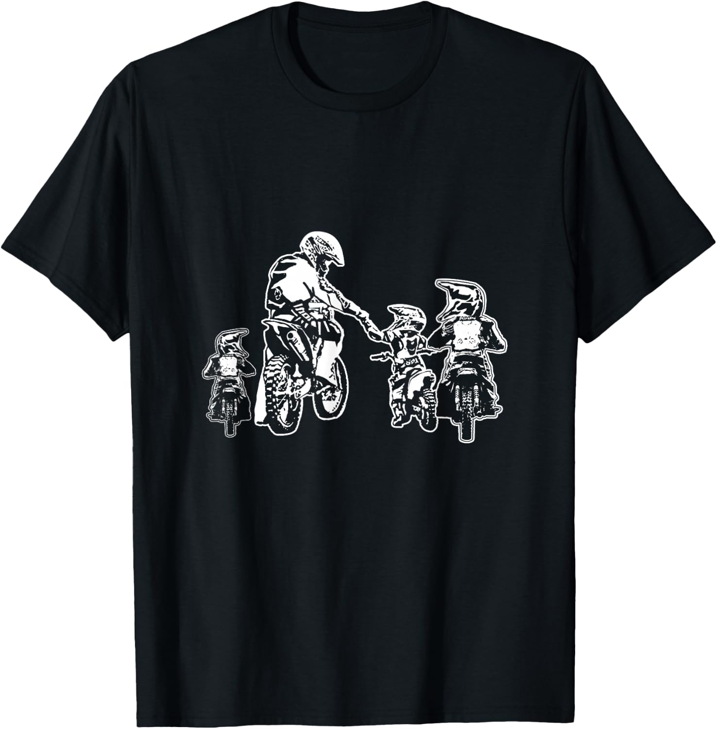 Motocross Dirt Bike Dad with Three Children Motorcycle Father's Day T-Shirt - T-Shirt | Black