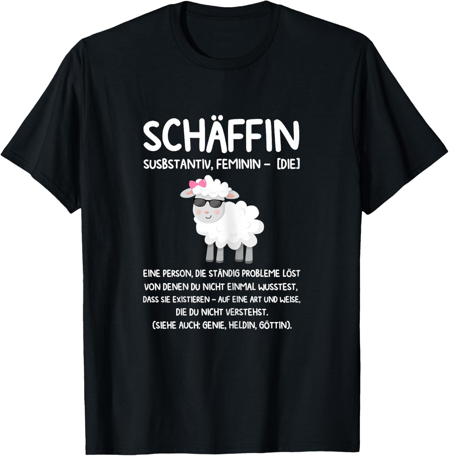 Sheep Genie, Heroine, Goddess Boss, Sheep , black T-Shirt - T-Shirt | Black