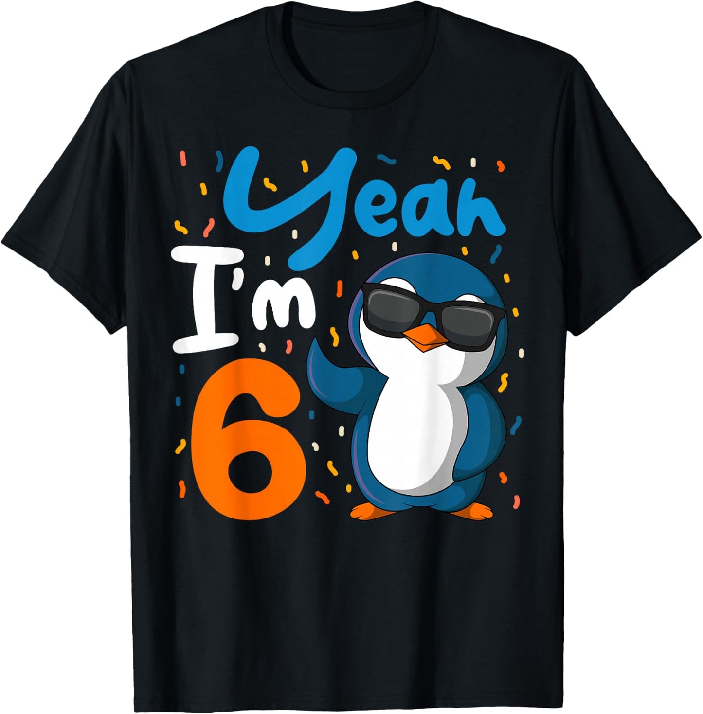 Penguin 6th Birthday Ice Party Lover Cool Arctic Celebrant T-Shirt - T-Shirt | Black