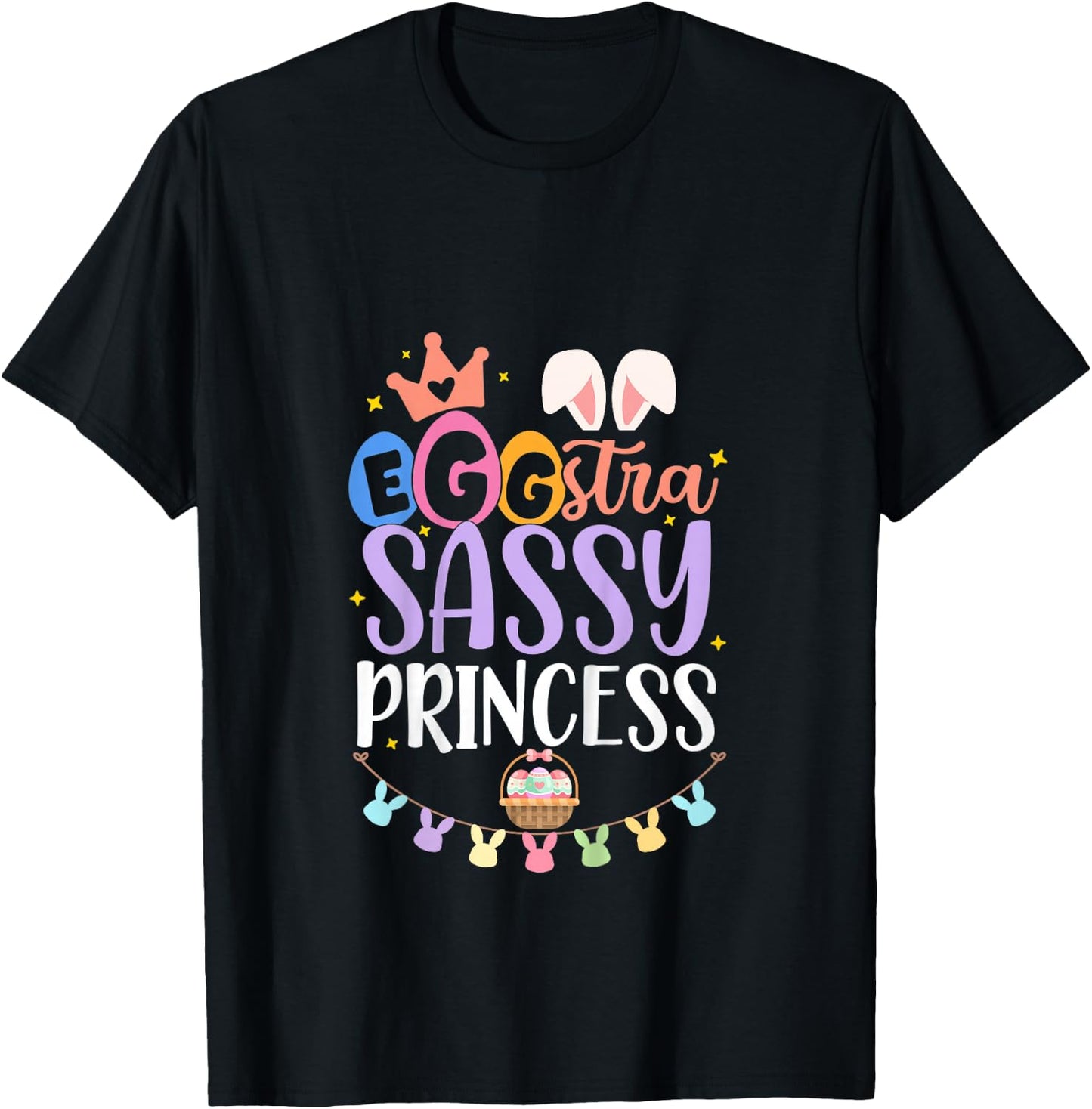 Kids Egg-stra Sassy Princess Happy Easter Cute For little Girls T-Shirt - T-Shirt | Black