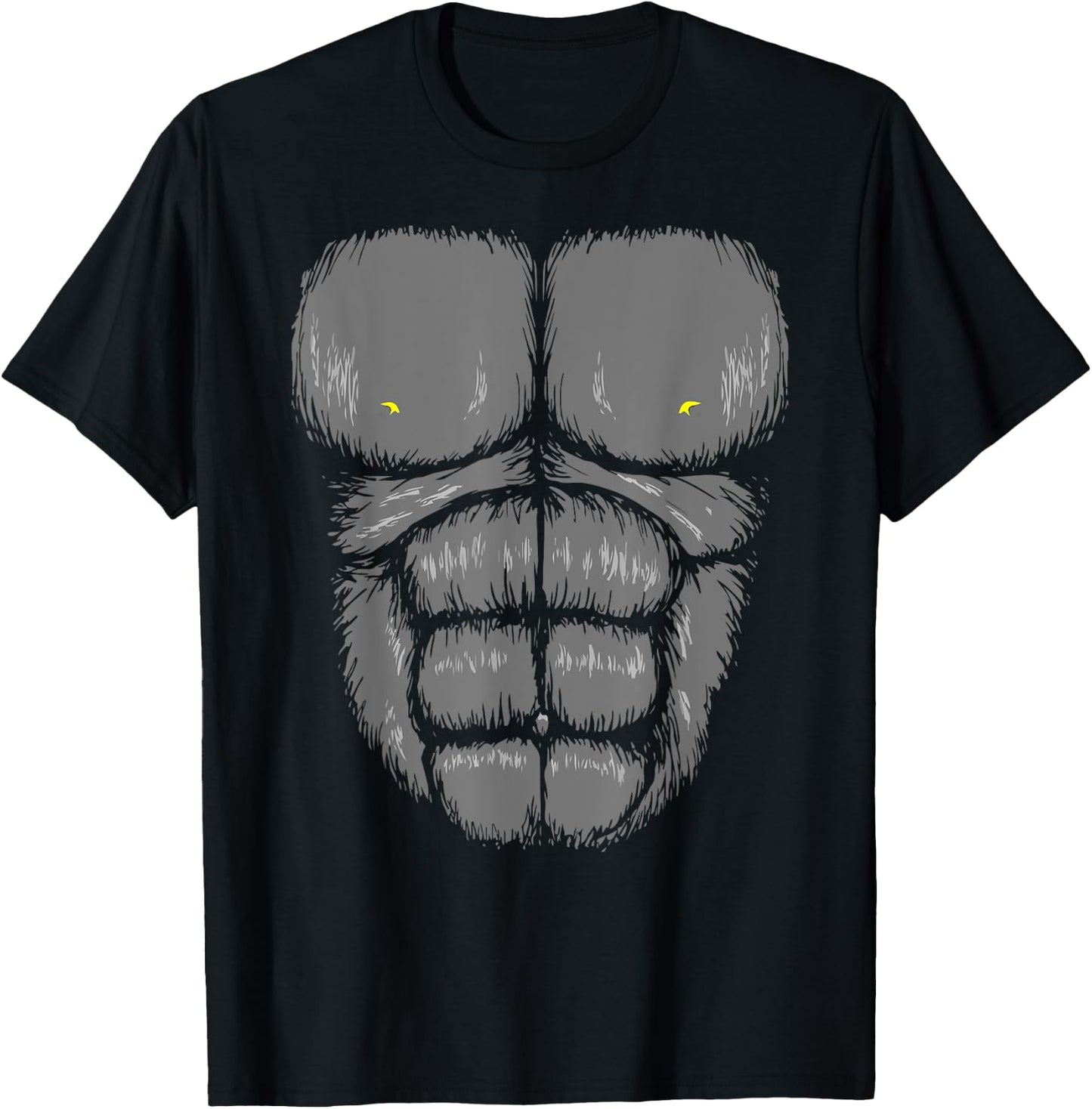 Gorilla Chest Abs Muscles 6 pack Jungle Monkey Retro T-Shirt - T-Shirt | Black