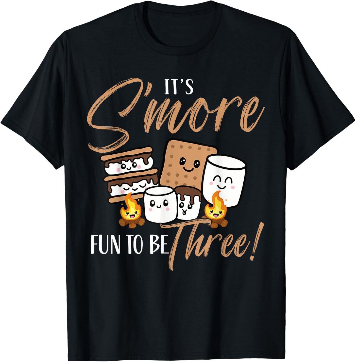 It's S'more Fun To Be Three 3 Birthday Campfire Marshmallow T-Shirt - T-Shirt | Black