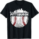 Vintage Pittsburgh Baseball Skyline Pittsburgh Baseball T-Shirt - T-Shirt | Black