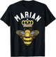 Marian Name Marian Birthday Gifts Queen Crown Bee Marian T-Shirt - T-Shirt | Black