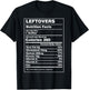 Nutrition Facts Leftovers Funny Thanksgiving Family Dinner T-Shirt - T-Shirt | Black