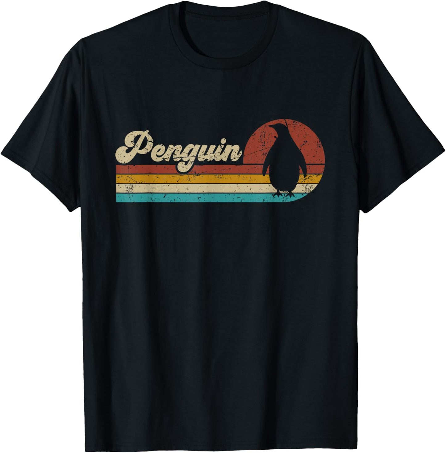 Retro Vintage Penguin Women Kids Funny Penguin Lover T-Shirt - T-Shirt | Black