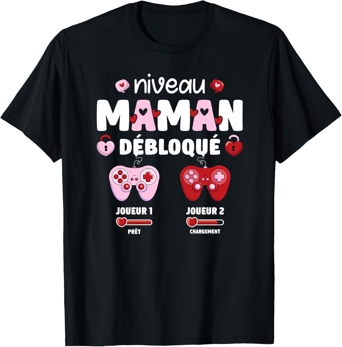 Enceinte Maman Niveau Maman Débloqué Geek en Cours 2025 Haut de Gamme T-Shirt - T-Shirt | Black
