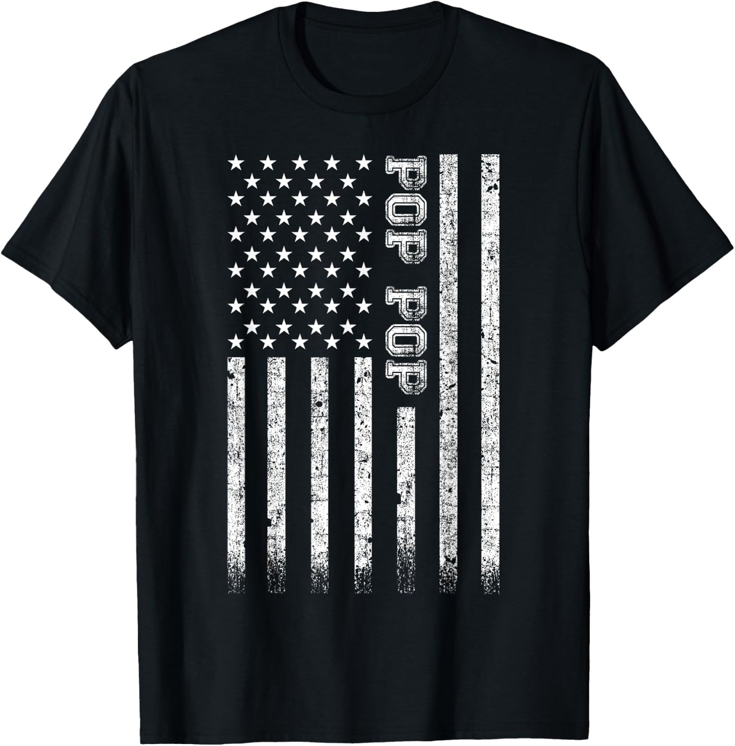 Pop Pop American Flag Women Kids Men T-Shirt - T-Shirt | Black