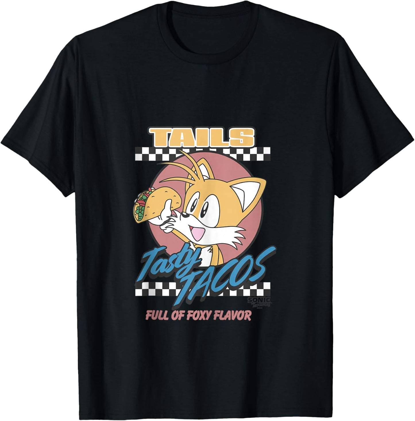 Sonic The Hedgehog Tails Tasty Tacos Foxy Flavor Vintage T-Shirt - T-Shirt | Black