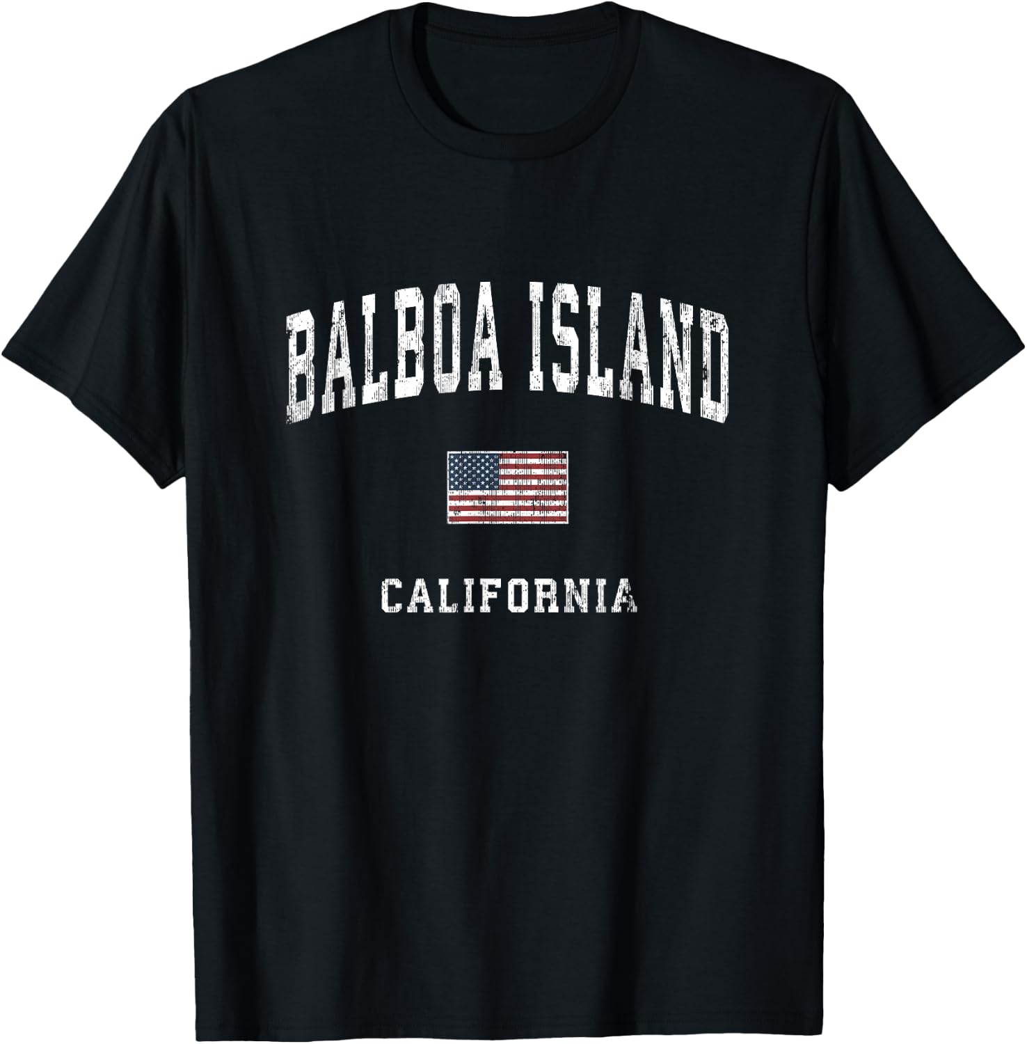 Balboa Island California CA Vintage American Flag Sports T-Shirt - T-Shirt | Black