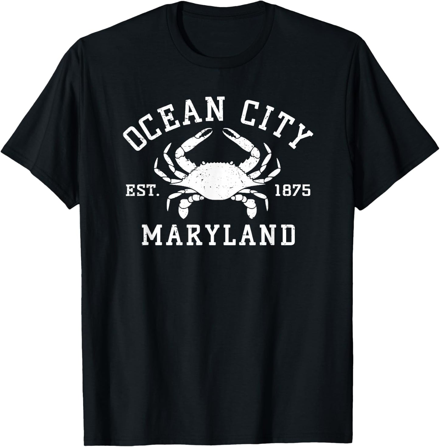 Ocean City Maryland Crab Souvenir Retro Throwback Men Women T-Shirt - T-Shirt | Black