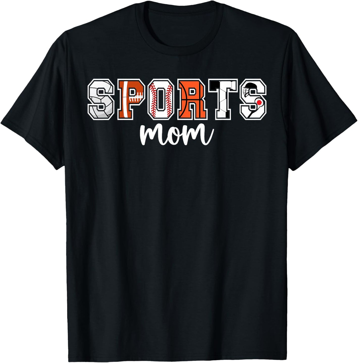Sports Mom Sports Mama Sport Mom Sports Mother T-Shirt - T-Shirt | Black