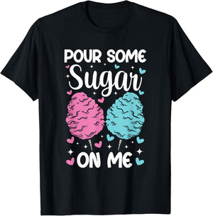 Pour Some Sugar On Me Funny Cotton Candy Patch Sweet Kids T-Shirt - T-Shirt | Black