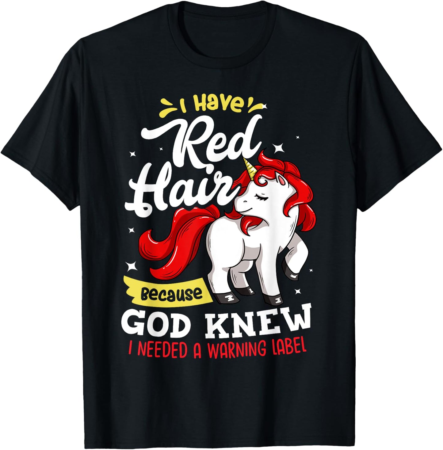 Red Hair Warning Label Gift Funny Redhead T-Shirt - T-Shirt | Black