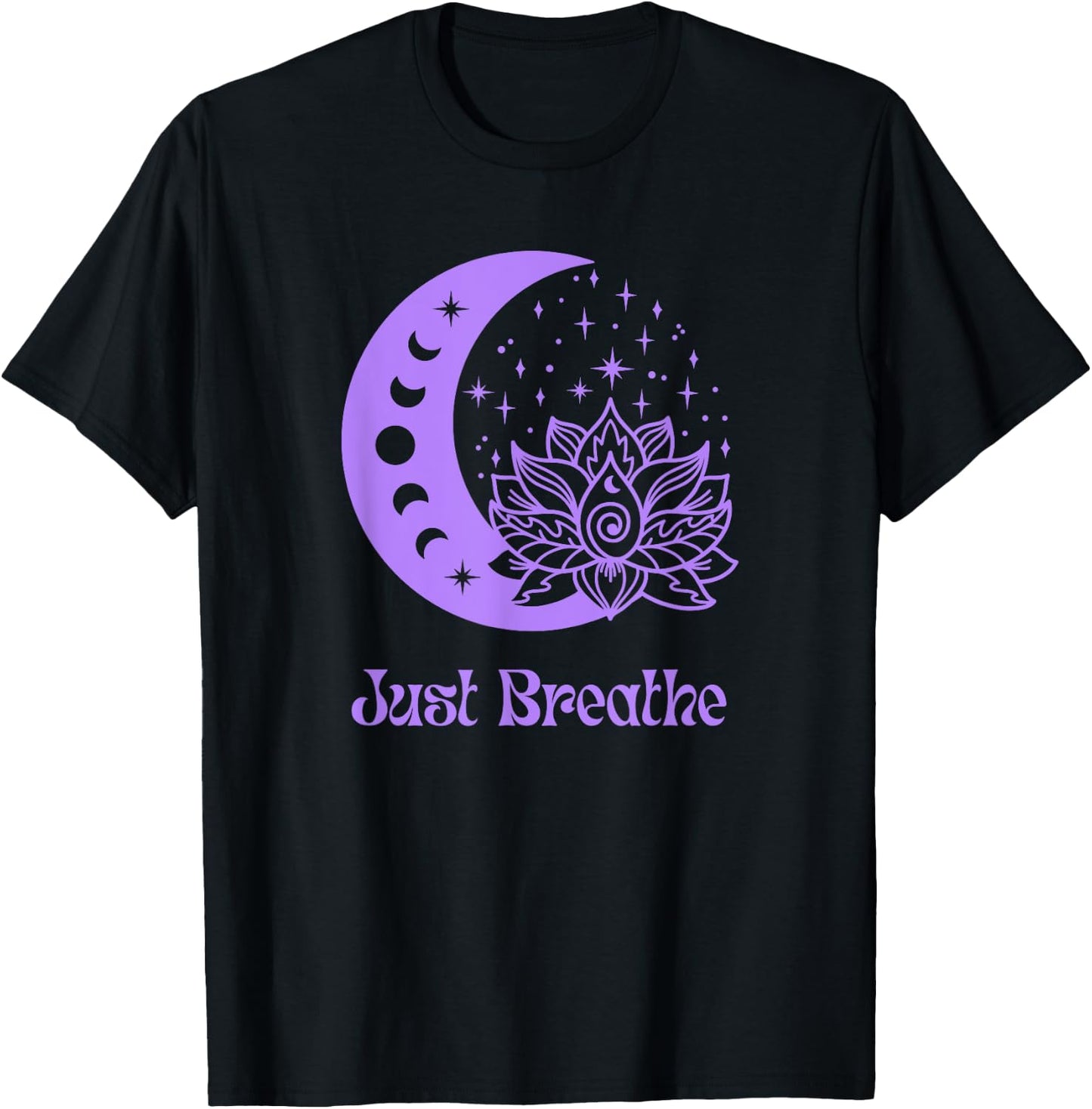 Yogi Purple Moon Phase Yoga Meditation Just Breathe Women's T-Shirt - T-Shirt | Black