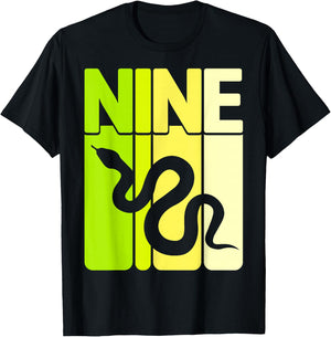 9th Birthday Party Reptile Snake Lover Nine Year Old Kids T-Shirt - T-Shirt | Black