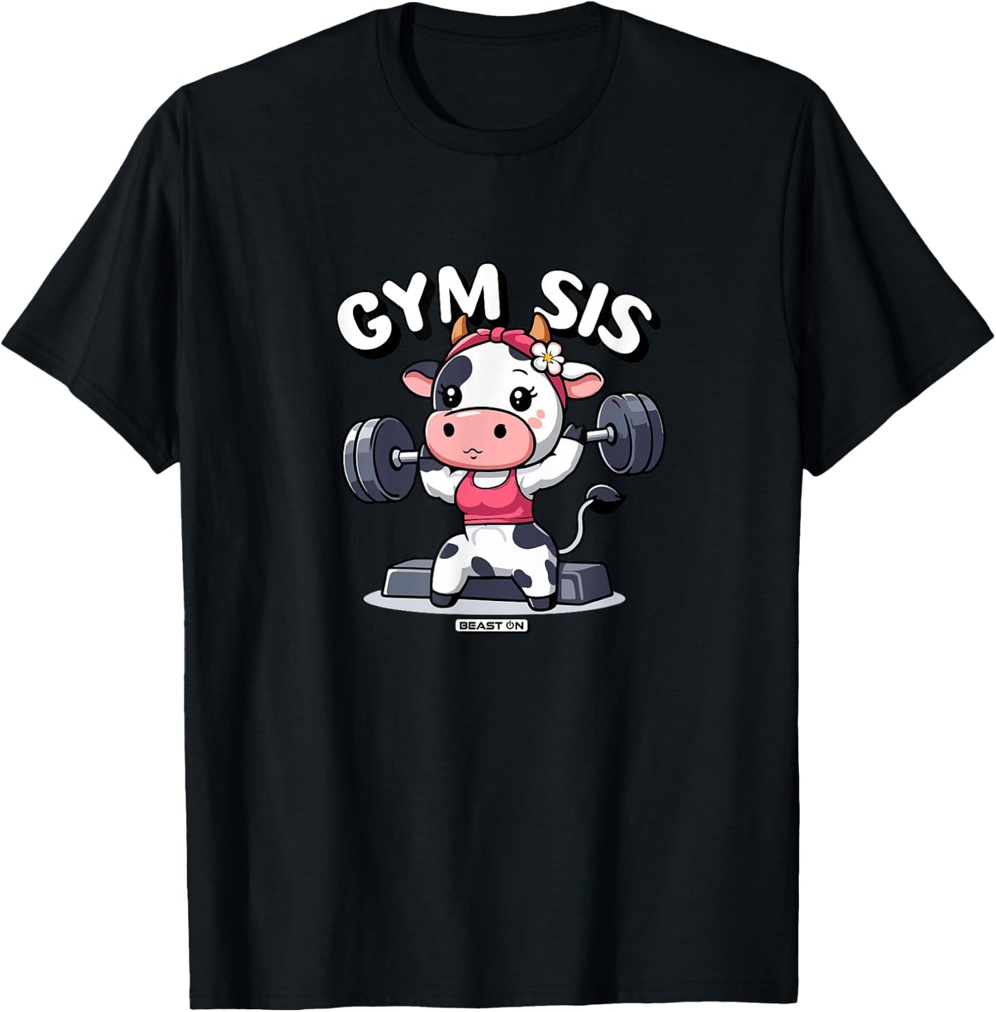 Gym Sis Cow Funny Fitness Training Cute Women T-Shirt - T-Shirt | Black