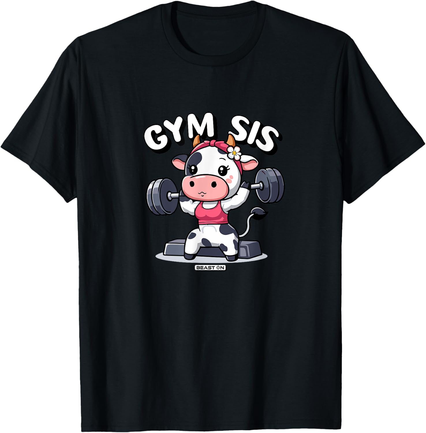 Gym Sis Cow Funny Fitness Training Cute Women T-Shirt - T-Shirt | Black