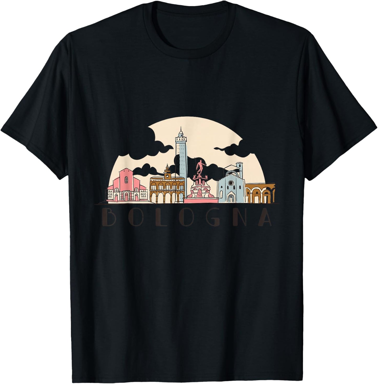 Bologna Skyline Vintage Italian Souvenir Italy T-Shirt - T-Shirt | Black