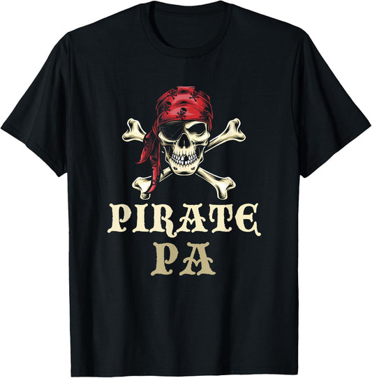 Pirate Pa Skull Matching Grandpa Halloween Costume T-Shirt - T-Shirt | Black
