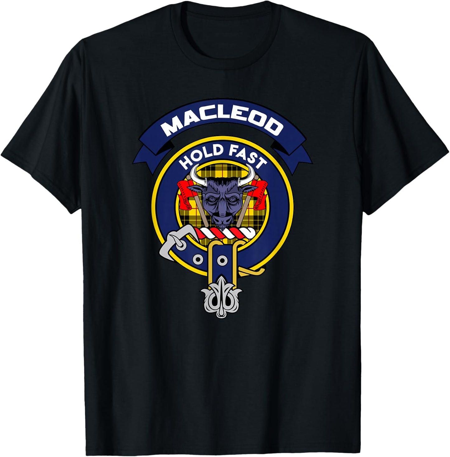 MacLeod Clan Badge Scottish Tartan T-Shirt - T-Shirt | Black