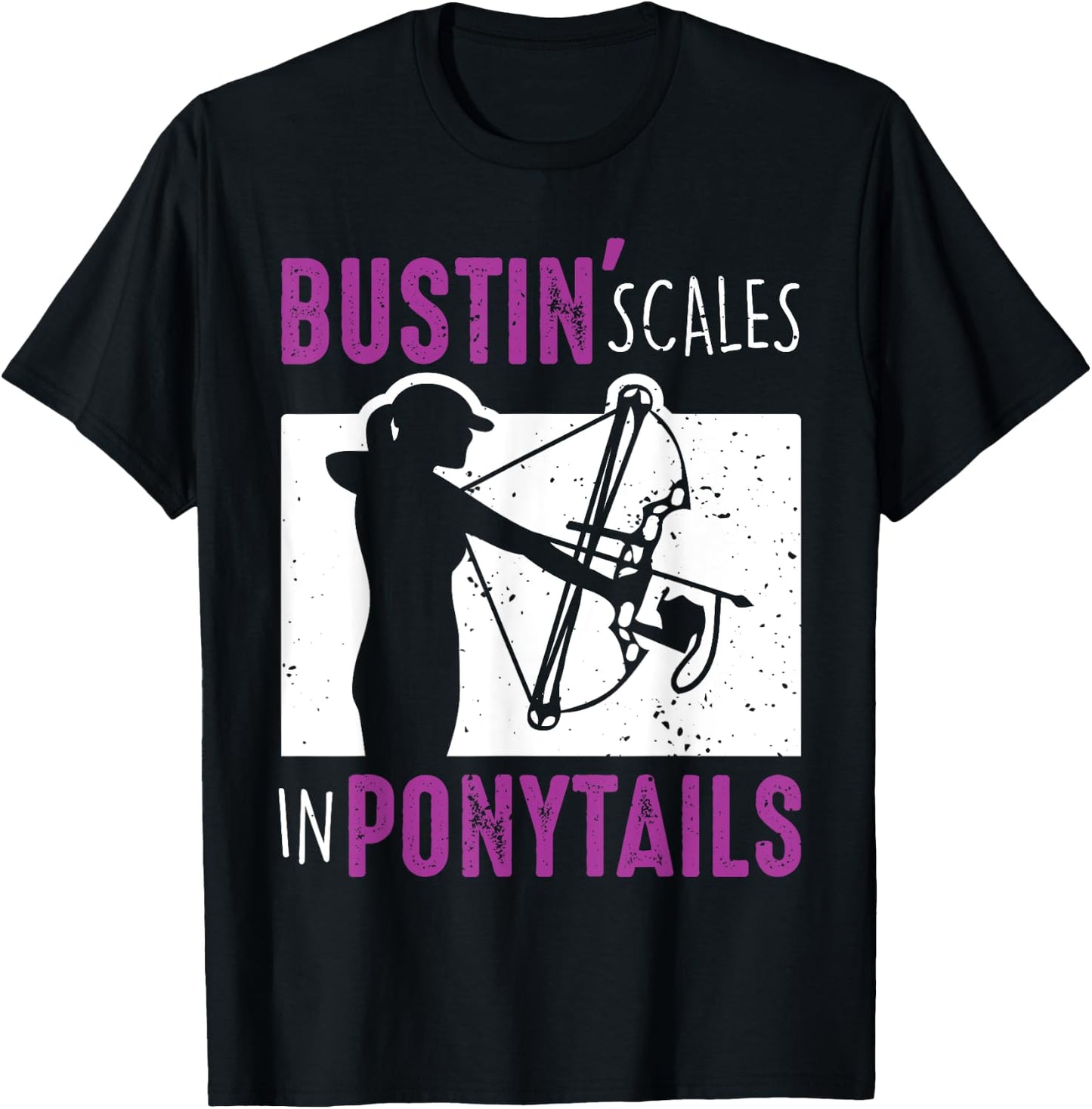 Bow Fish Archery Woman Fishing Girl T-Shirt - T-Shirt | Black