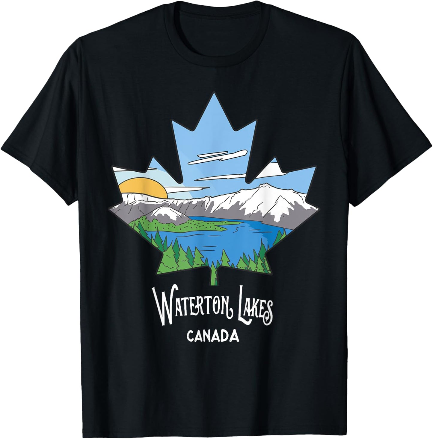 Waterton Lakes National Park Alberta Canada Landscape Art T-Shirt - T-Shirt | Black