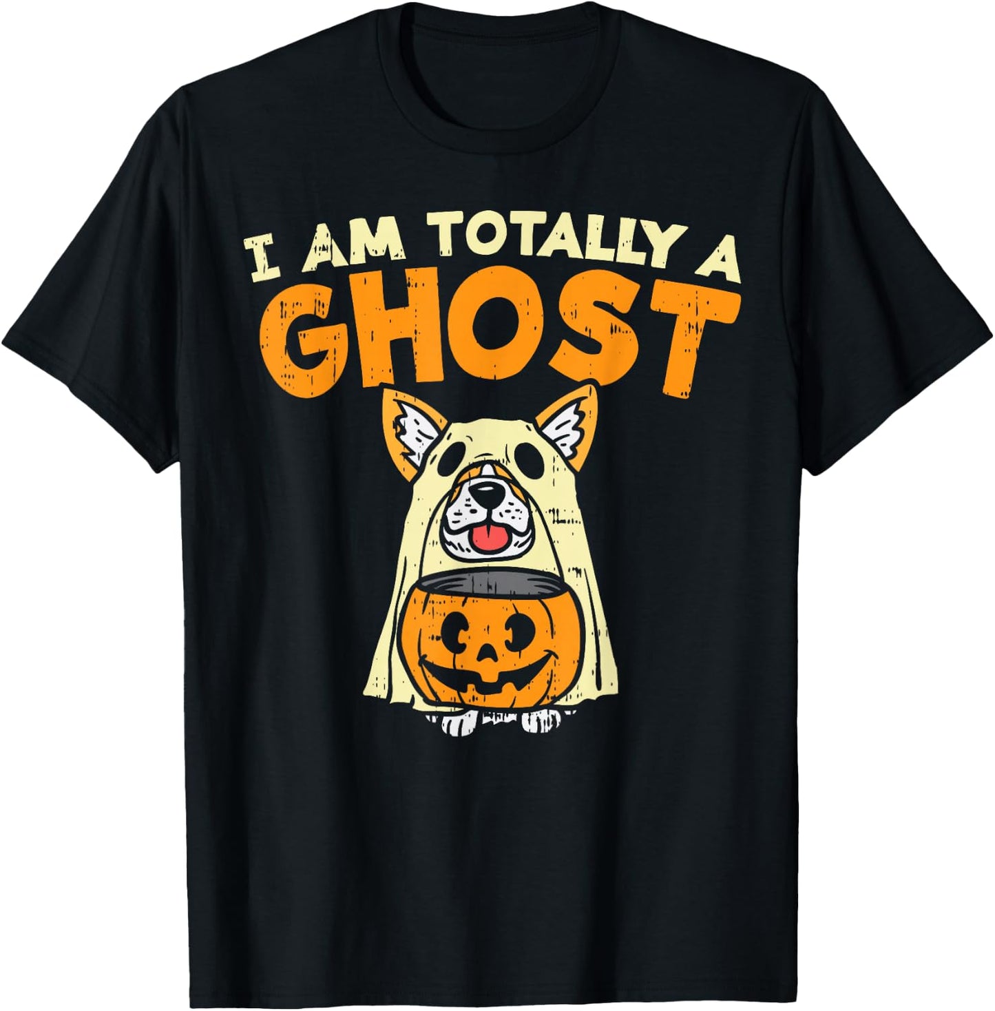 Welsh Corgi Totally Ghost Funny Halloween Costume Dog Owner T-Shirt - T-Shirt | Black