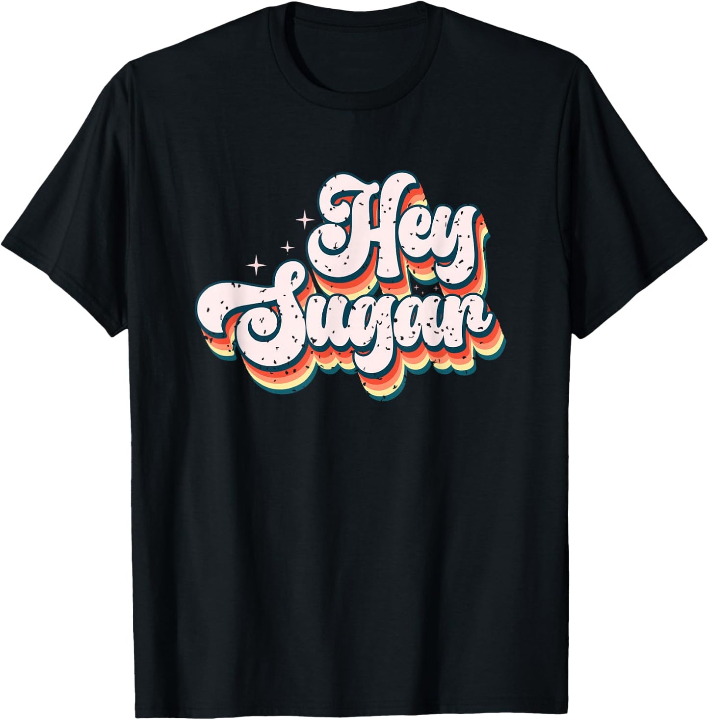Hey Sugar Funky Retro Nostalgic Vibes T-Shirt - T-Shirt | Black