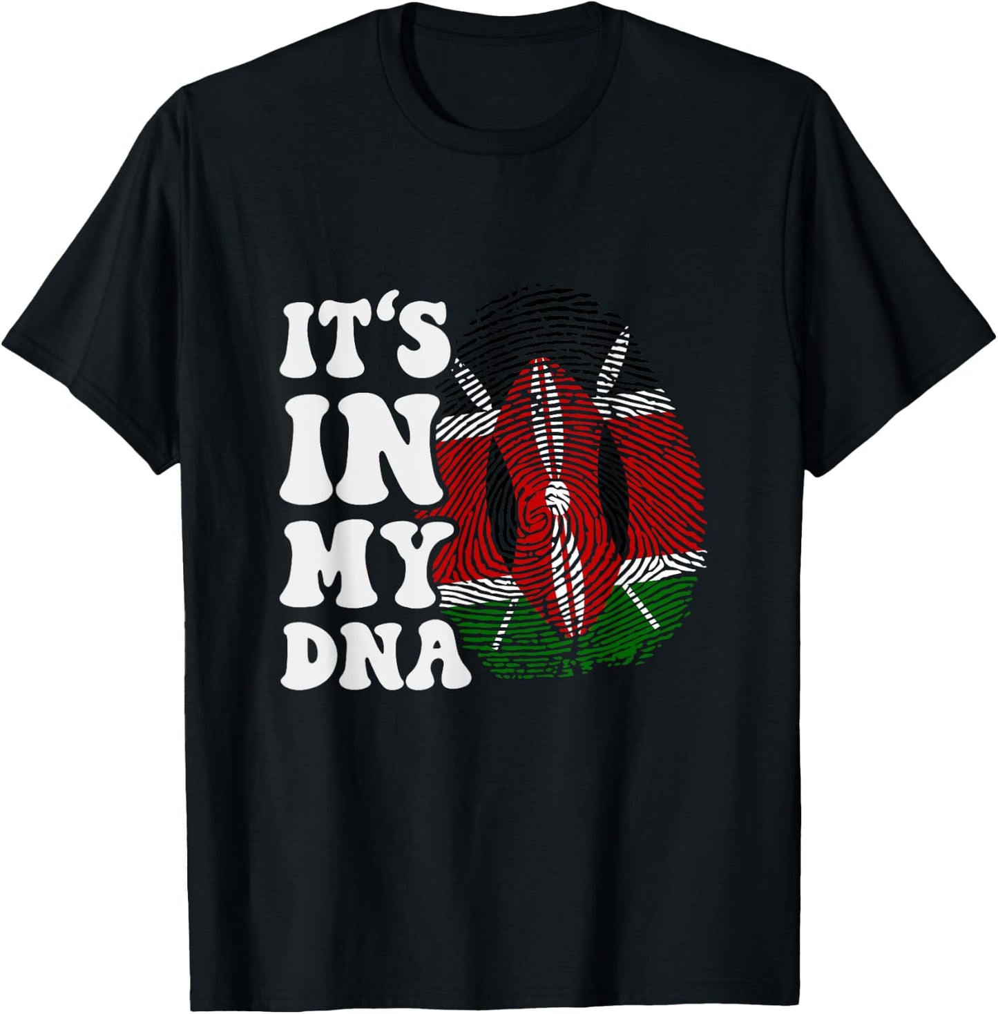 Funny It's In My DNA Fingerprint Flag Of Kenya T-Shirt - T-Shirt | Black