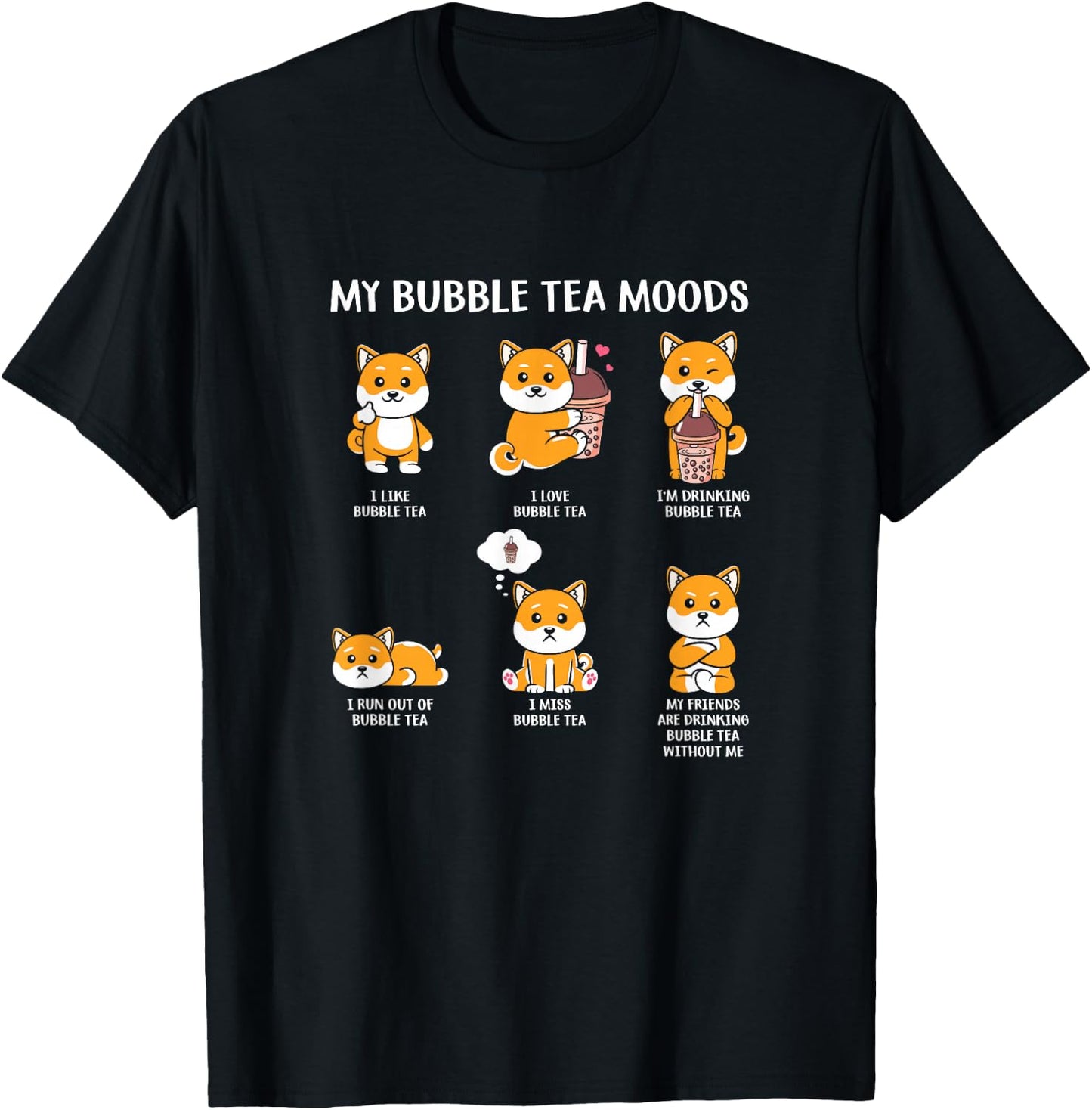 My Bubble Tea Moods Boba Bubble Tea Cup Anime Style T-Shirt - T-Shirt | Black