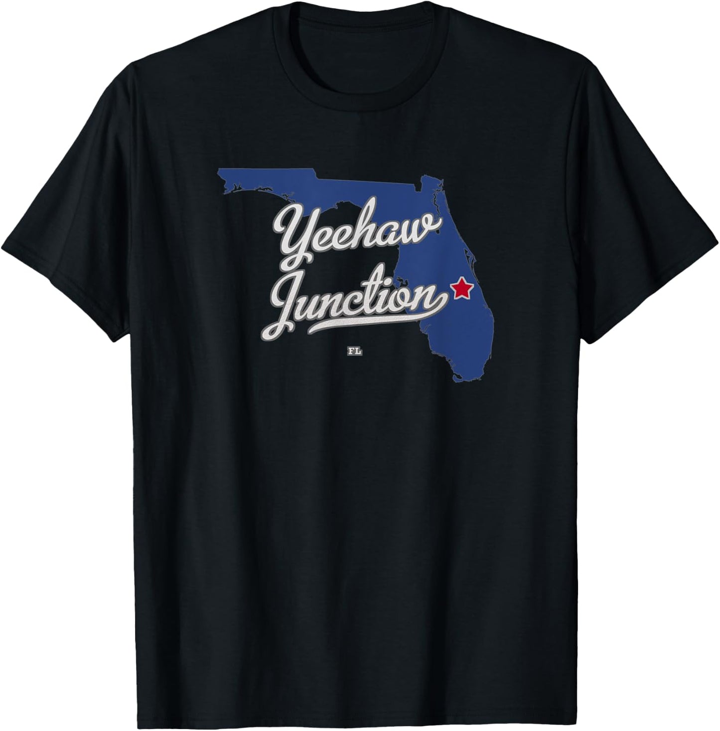 Yeehaw Junction Florida FL Map T-Shirt - T-Shirt | Black