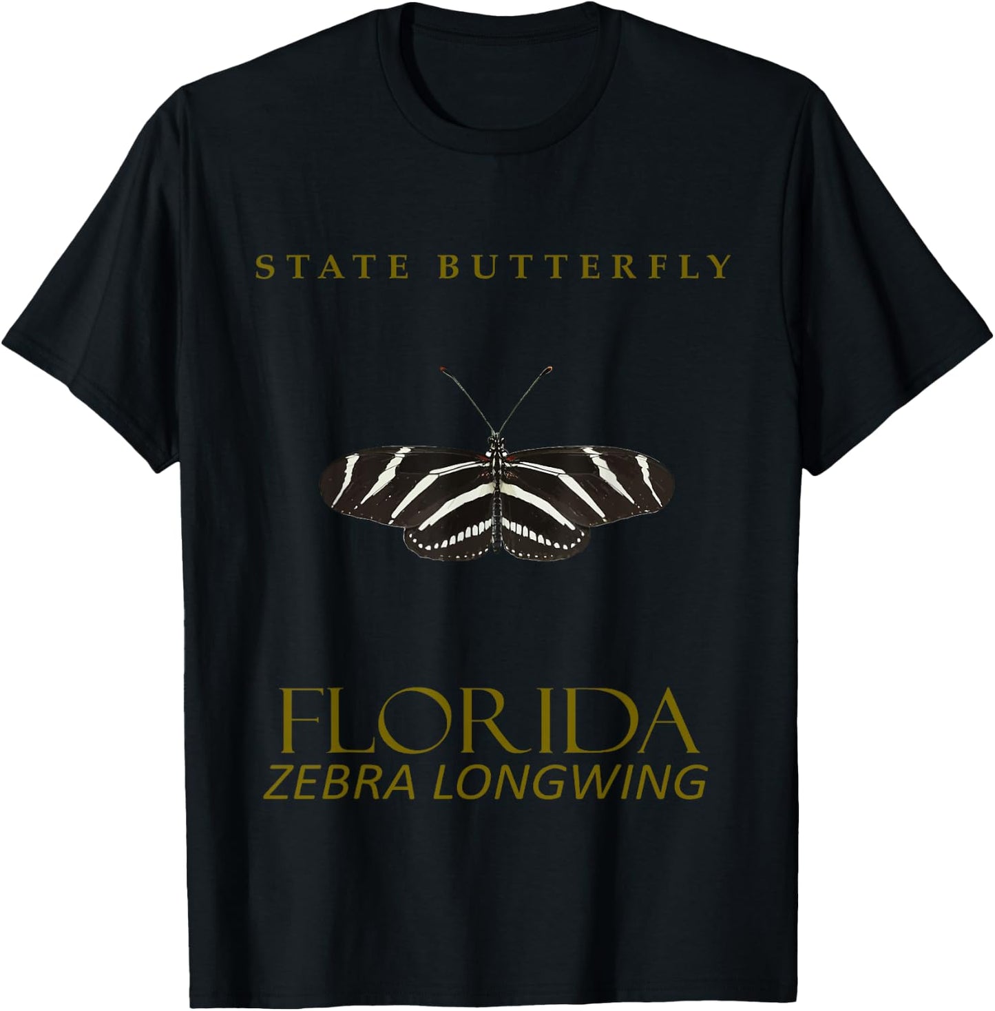 Florida Butterfly Zebra Longwing Design T-Shirt - T-Shirt | Black