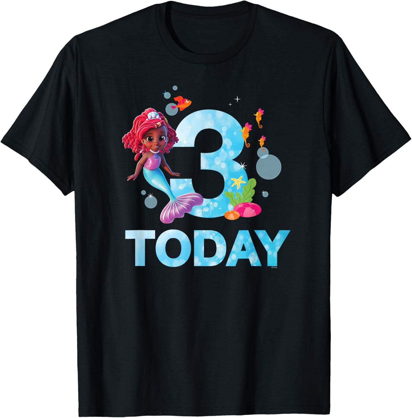 Disney Junior’s Ariel Third Birthday 3 Years Old Today T-Shirt - T-Shirt | Black