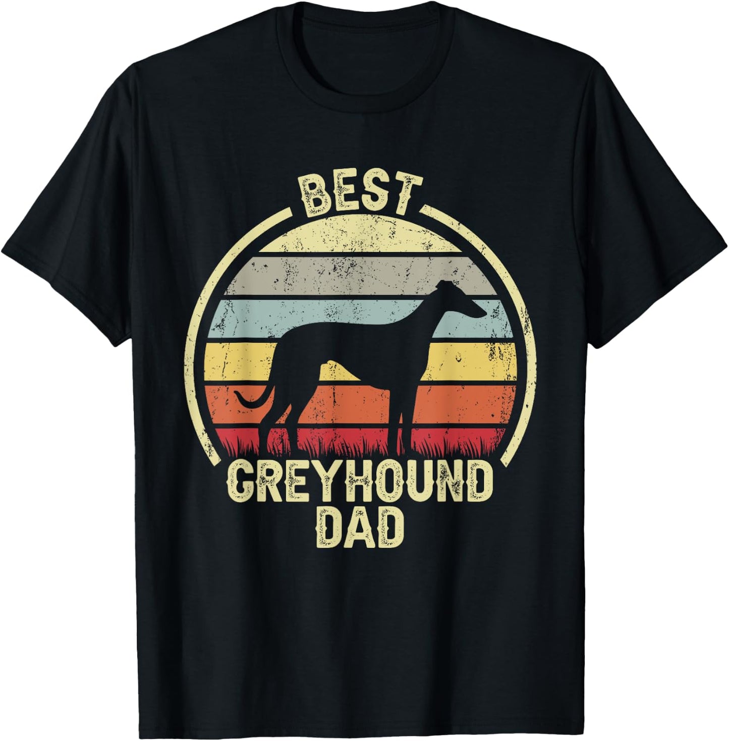 Best Dog Father Dad - Vintage Greyhound T-Shirt - T-Shirt | Black