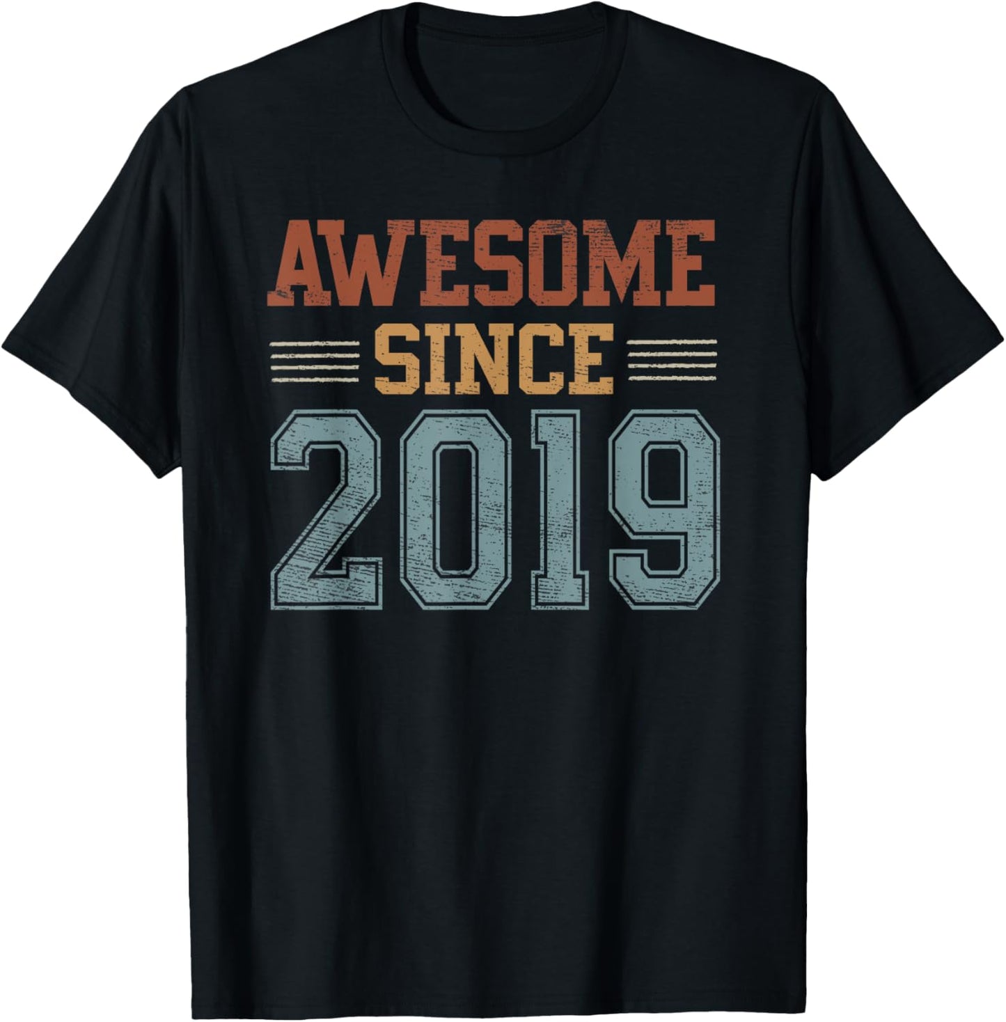 Awesome Since 2019 6th Birthday 6 Year Old Boy Girl T-Shirt - T-Shirt | Black