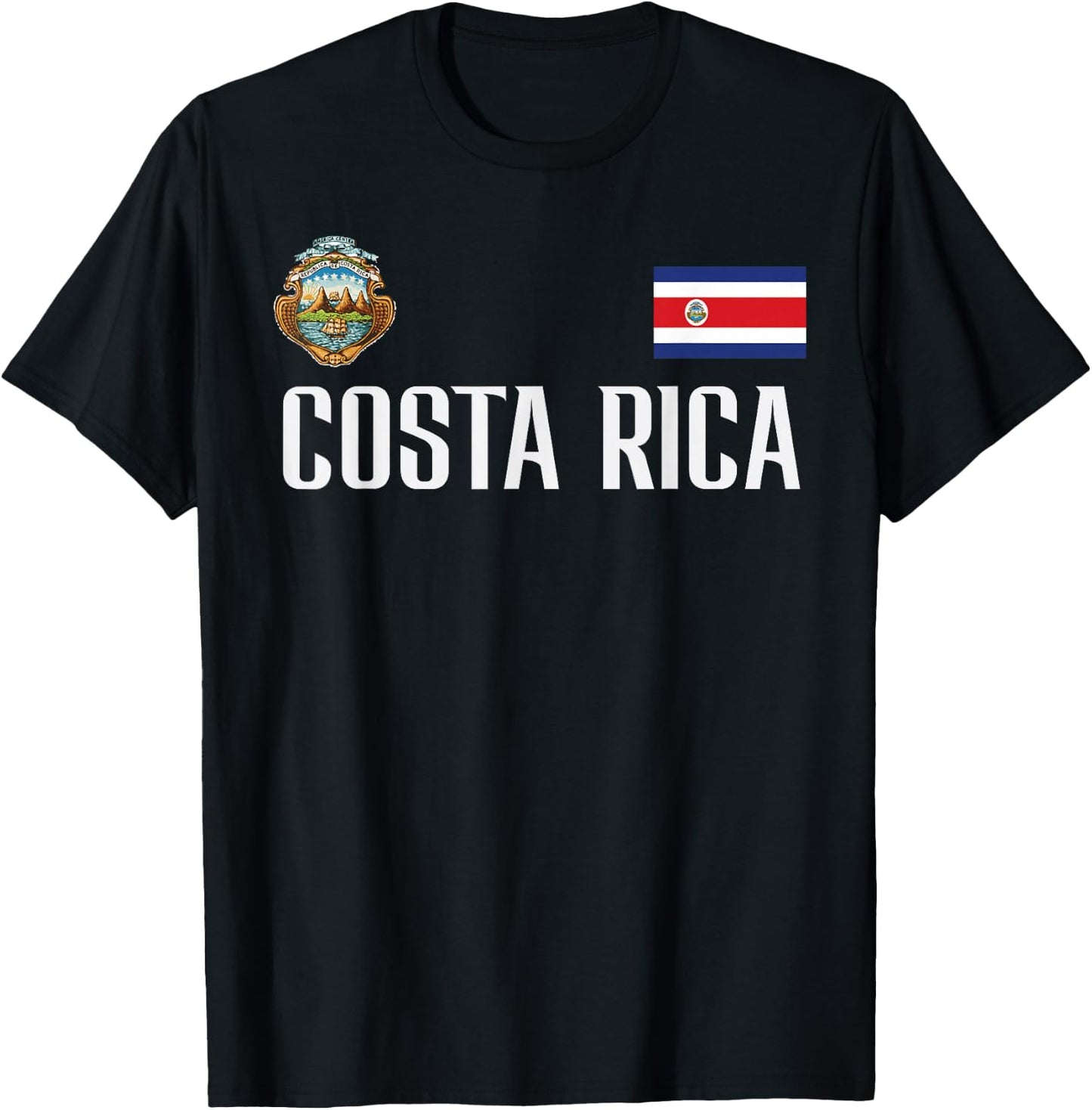 Costa Rica Flag Football Soccer Fan Men Women Kids T-Shirt - T-Shirt | Black