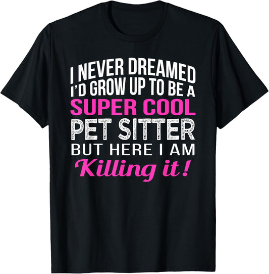 Pet Sitter Shirts Only -Adults Black 3XL Modern Classic Cotton Short Sleeve T-Shirt - T-Shirt | Black