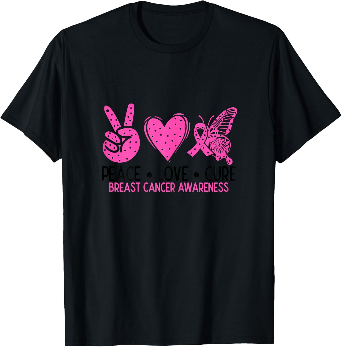 Peace Love Cure Breast Cancer Awareness Month Doctor T-Shirt - T-Shirt | Black