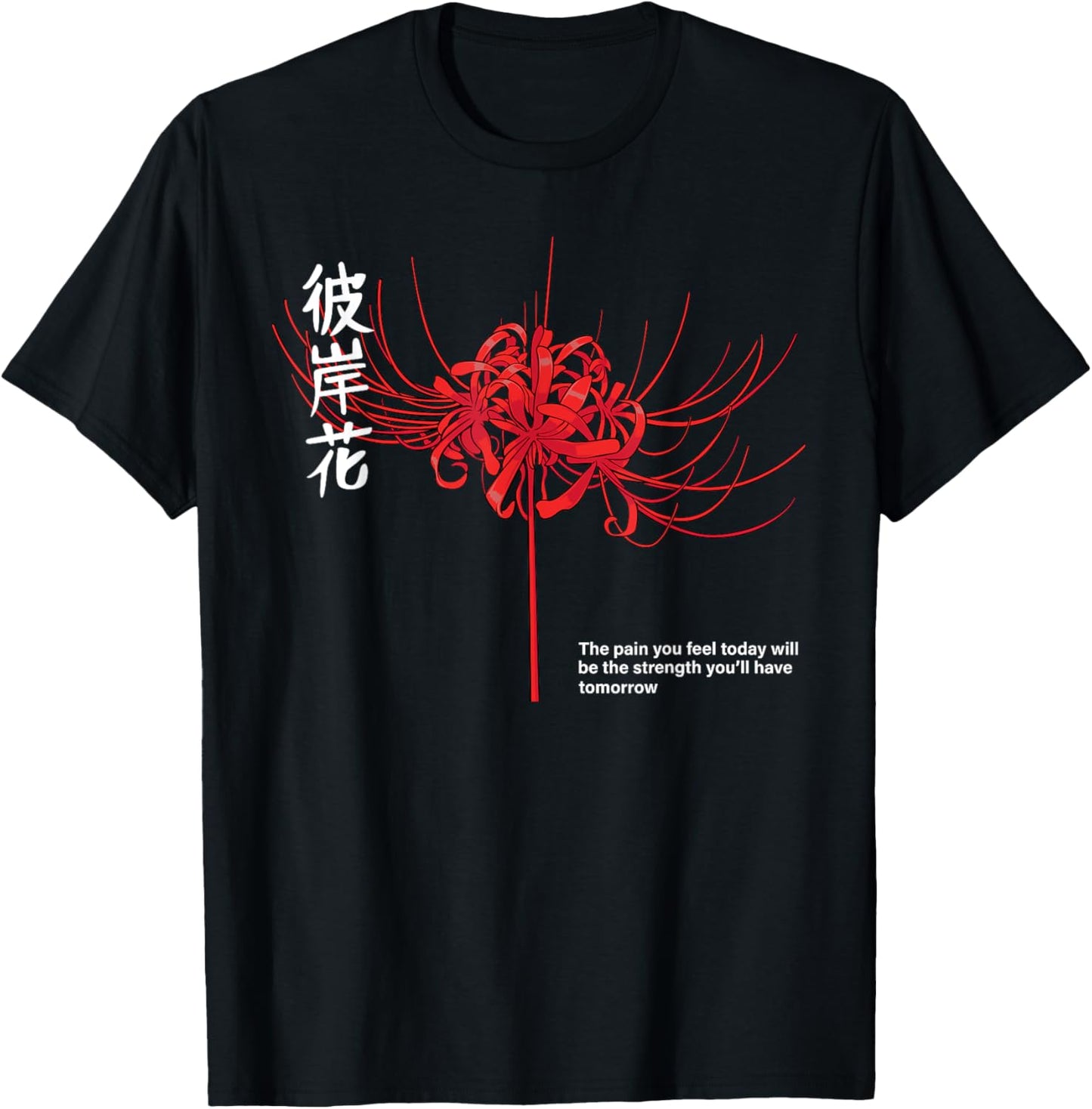 Japanese Spider Lily Soft Grunge Anime Aesthetic Flower Fan T-Shirt - T-Shirt | Black