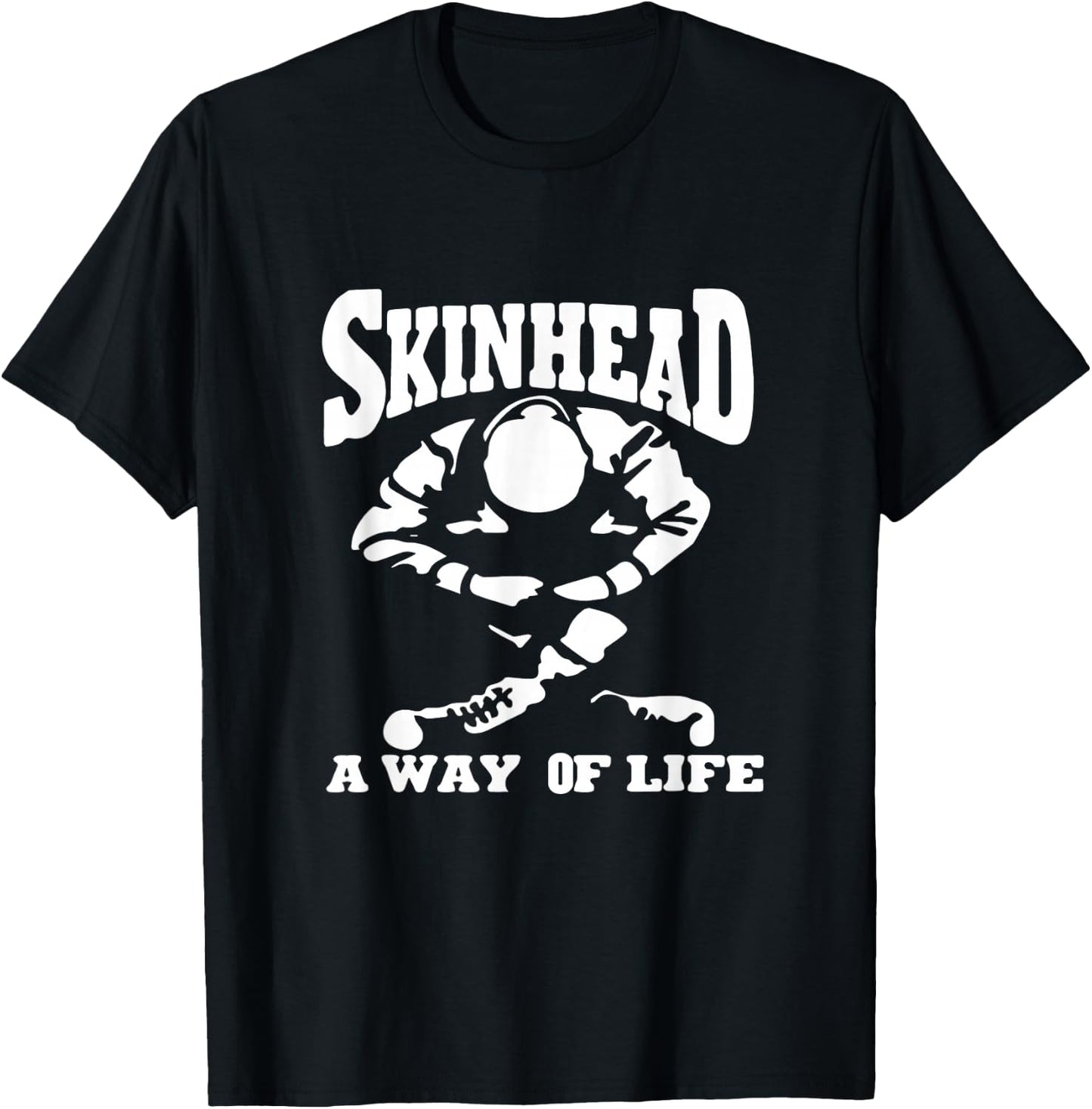 Jujubella Herren Skinhead, Rasiert Schwarz Klein Klassische Passform Kurzarm T-Shirt - T-Shirt | Black