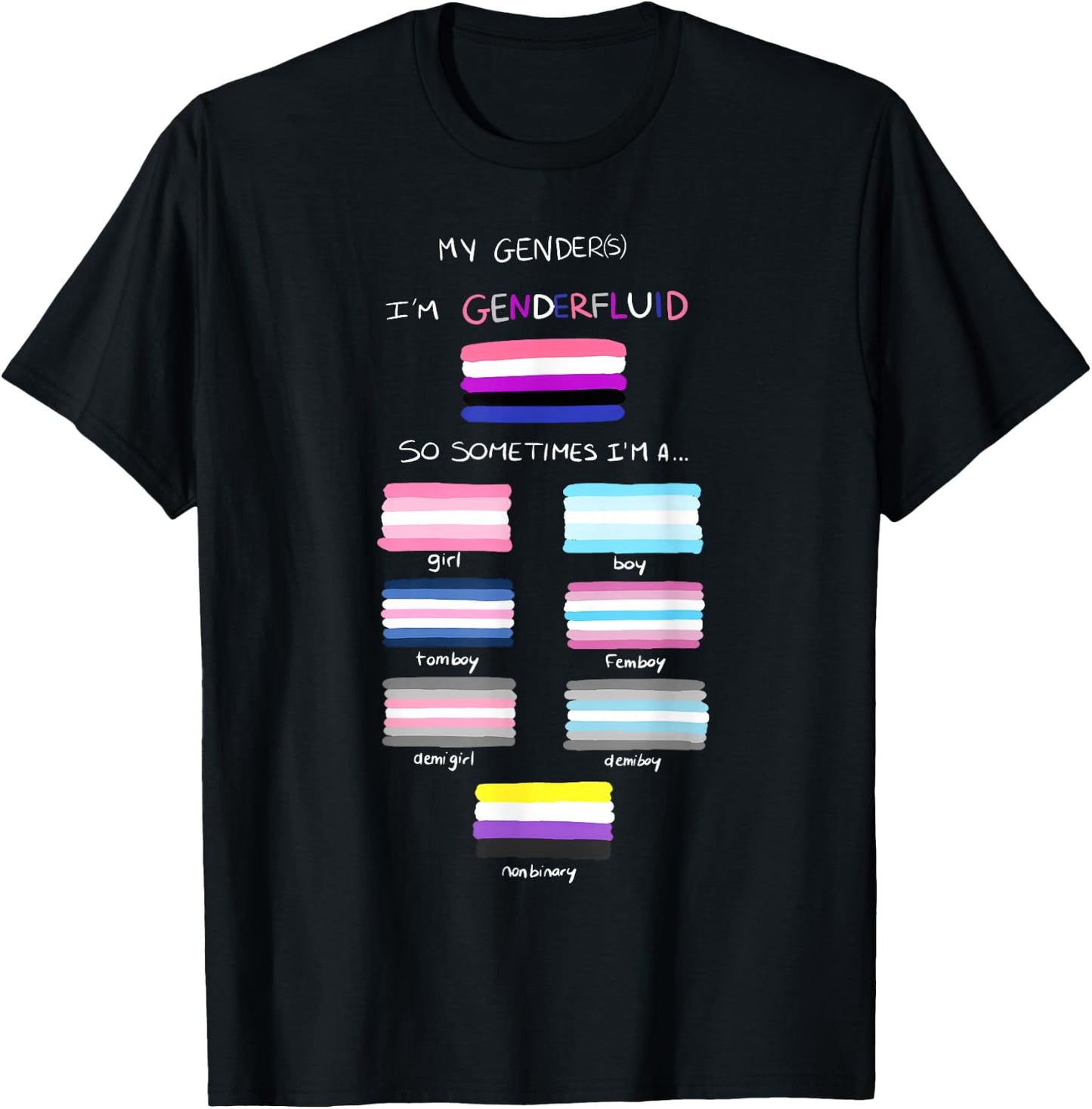 Genderfluid LGBTQ LGBT Lesbian Gay Bisexual Trans Pride T-Shirt - T-Shirt | Black