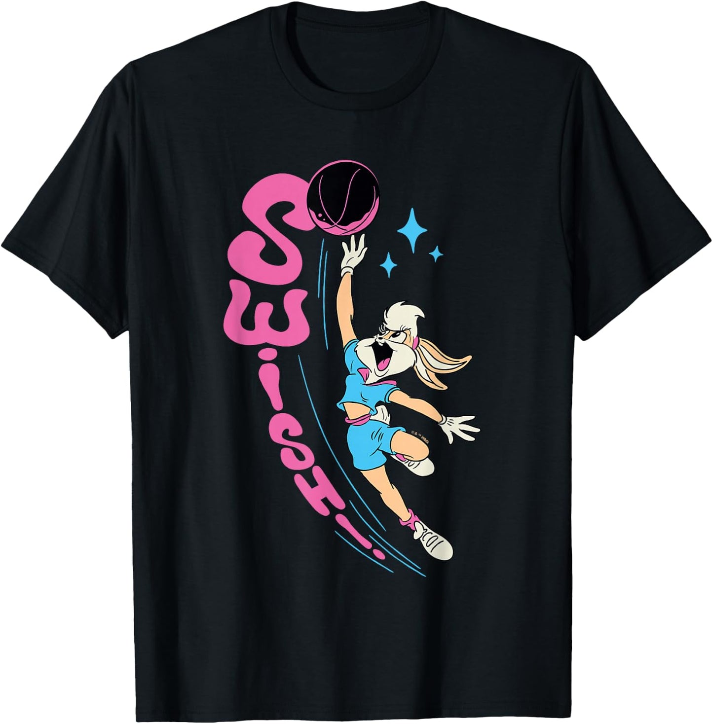 Looney Tunes Lola Bunny Swish Retro Basketball Vintage Logo T-Shirt - T-Shirt | Black